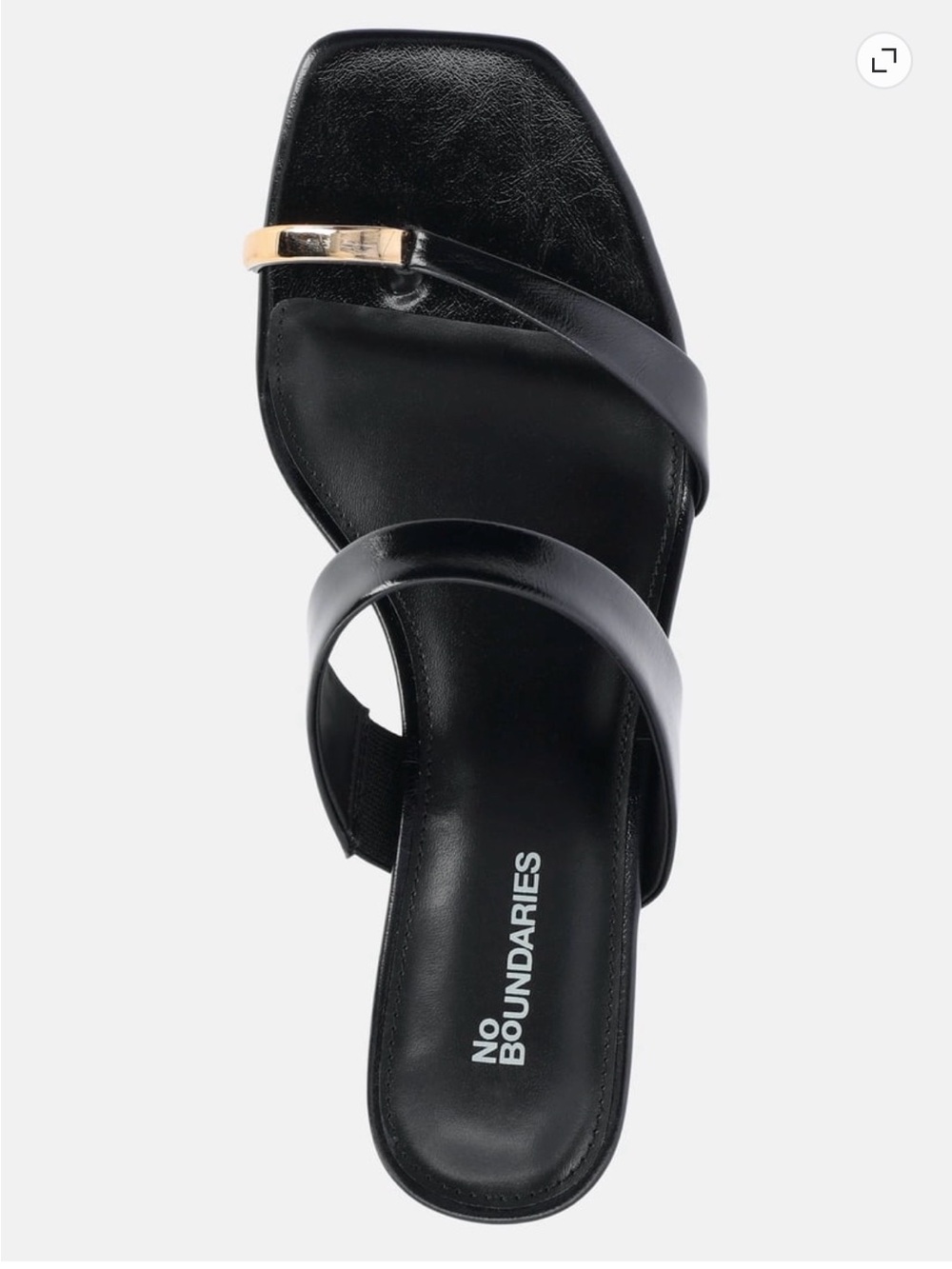 No Boundaries Black Slide Sandal with Gold Accent Bar